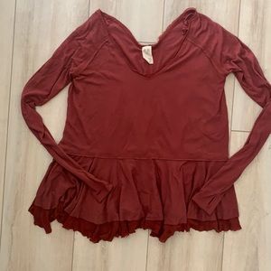 Free People top, We The Free. Lightweight Jersey rib super soft Long sleeve top